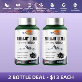 FLYNEW Optimal Potency | Shilajit Ultra | Adaptogen Energy Stamina Immune Antioxidants | Made in USA | 60 Capsules:_Pack of 3 (180 capsules)
