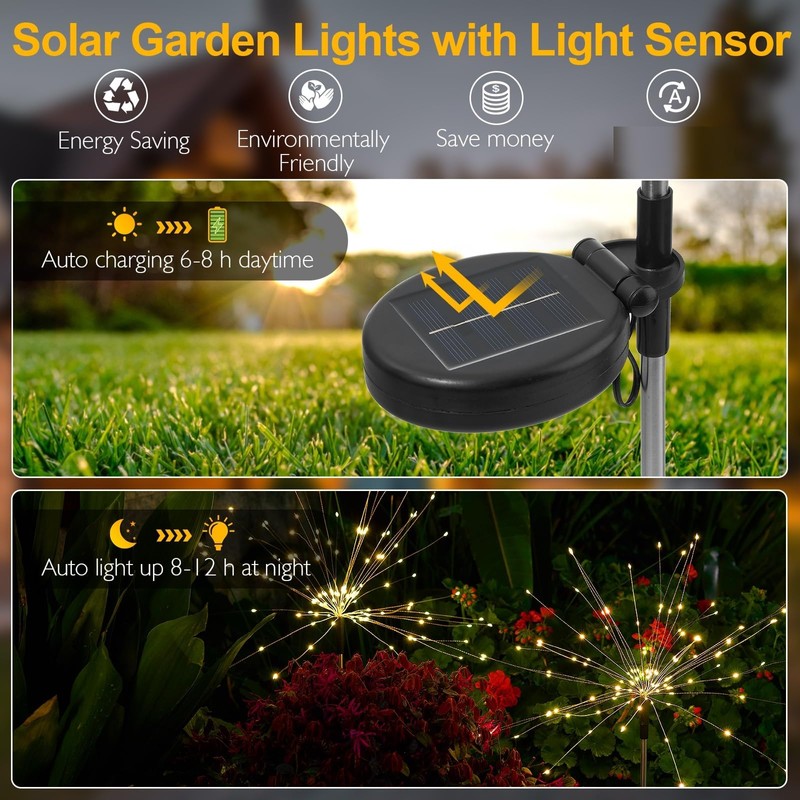 Solar Lights Outdoor, 2 Pack Solar Firework Lights Outdoor –