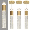 3 Pack Modern Kitchen Island Pendant Lights, Gold Bubble Crystal