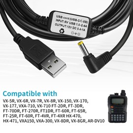 Kokorasa for Yaesu FT-60 FT-60R USB Power Supply Charger Cable 2025 New Upgraded for VX-6R VX-5R VX-5E VX-5RS VX-6 VX-6E VXA-150 VXA-300 VXA-700 VXA-710 HX471 HX471S HX471SB HX471SS Mobile Radi (1)