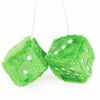 Pair 2.4”of Green Retro Mirror Fuzzy Plush Dice Car Pendants,Interior