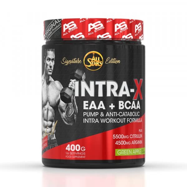 All Stars Intra-X Markus Schmid Edition 400 g, High-Quality Protein Powder with BCAA + EAA + Arginine & Citrulline + Vitamin C & B6 I Intraworkout Protein Shake Powder Green Apple
