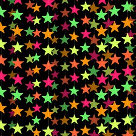 80ft Neon Star Paper Garland UV Black Light Reactive Glow in the Dark Hanging Decorations Neon Party Streamers Fluorescent Party Supplies Glow Stars for Birthday Party Wedding Decorations
