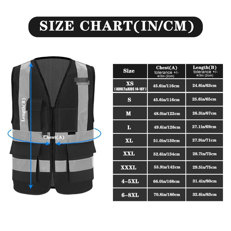 Black safety vest breathable