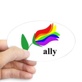 CafePress Ally Flower On Clear with Black Text Sticker Oval Car Bumper Sticker