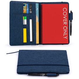 Kaitiaki Folio Cover Compatible with Rocketbook Everlast, Wave, Fusion, Panda, A5 Portfolio Organizer with Pen Loop, Business Card Holder, Waterproof Fabric, Ribbon bookmark, Executive Size, Blue
