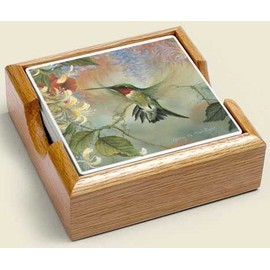 Creative Home Accents Hummingbird and Honeysuckle Coaster Set