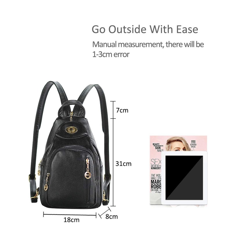 NICOLE&DORIS Fashion Women Backpack Small Leather Backpack Black Women Chest