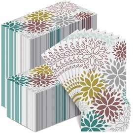 Karenhi 200 Pcs Floral Hand Paper Towel 2 Ply Dahlia Flower Guest Napkins Spring Guest Paper Napkins for Bathroom Disposable Hand Towels for Wedding Bridal Baby Shower Birthday