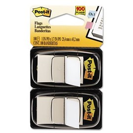 Standard Tape Flags in Dispenser, White, 100 Flags/Dispenser