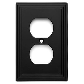 Cosmas 25026-FB Flat Black Single Duplex Electrical Outlet Wall Plate/Cover