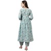 FIORRA Kurta acampanada de algodón puro con pantalón para mujer,