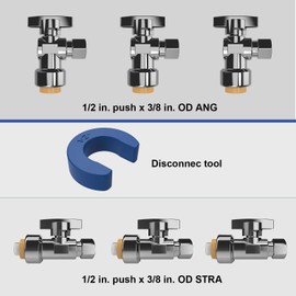 WMAXPFIT (Pack of 6) Push Fit 1/4 turn Stop Water Shut Off Valve Value Pack 3pcs 1/2 push fit x 3/8 OD Straight Stops & 3pcs 1/2 push fit x 3/8 ODAngle Stops For PEX, CPVC, Copper, LF Brass…