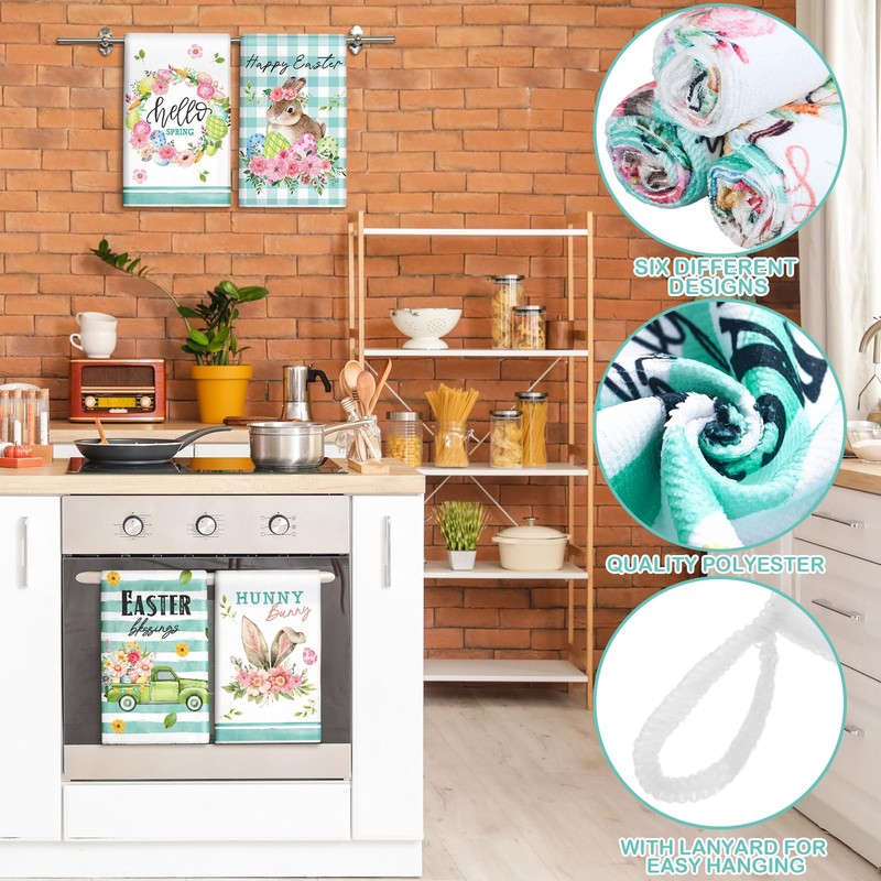 Patelai Patelai 6 Pack Easter Kitchen Towels Dish Towels Seasonal