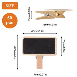 50 Stück Mini Tafeln zum Beschriften Hölzerner, Mini Tafel Memotafel Mit Klammer, Mini Holz Kreidetafel Klein Clips, Abwischbare Mini Tafel für Preis, Party Dekoration, Hochzeit, Haus, Buffet