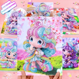 CAYUDEN Mystery Diamond Painting Kits with Frame, Single Random Diamond Painting with Frame 9x12 in Icecream Princess Mystery Blind Boxes Kit Diamond Dots Gem Art Crafts for Adults Kids Age 6 8 10 12