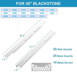 Tailgriller Wind Guard and Grease Cup Filter for Blackstone 36 Inch Griddle, Stainless St...