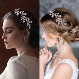 Jorsnovs Full Cubic Zirconia Wedding Headbands for Bride CZ Zircon Bridal Tiaras Pageant Hair Jewelry Party Headpieces for Women Girls (E-Rose Gold)