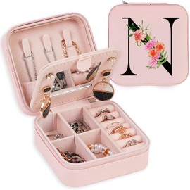 Sanuurfky Travel Jewelry Case Jewelry Box, Travel Essentials Accessories for Women, Ring Necklace Earring Jewelry Holder Organizer Box with Mirror, Gifts for Women Girl Mom Grandma Birthday Christmas