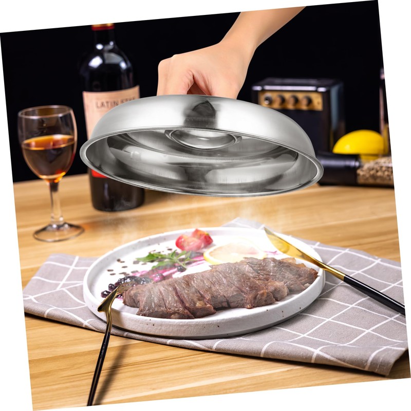 WOONEKY 2Pcs Stainless Steel Food Covers for Steak Oilproof Dish