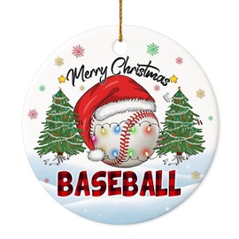 Decorlion 2024 Christmas Ornament - Baseball Merry Christmas Ceramic Ornament, Christmas Tree Decoration, Hanging Ornament, Baseball Ornament, for Family, Friends, Baseball Lovers