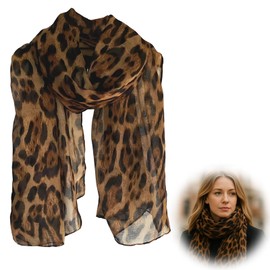Women's scarf with leopard pattern, elegant scarf made of soft Bali viscose, timeless leopard print for autumn, winter and summer, versatile as a stole, bandana or wrap, breathable and lightweight