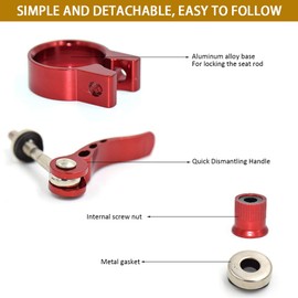 DAZISEN Aluminium Alloy Seat Clamp - Bicycle Seat Clamp Quick Release Seat Post Saddle Clamp Clamp 28.6 mm 2 Pieces (Gold), 2 x Gold, 28.6 mm