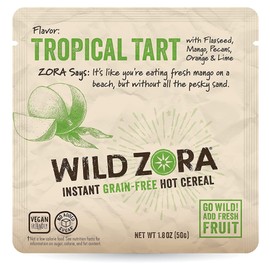 Wild Zora Instant Grain-Free Hot Cereal - Tasty Paleo Friendly Cereals, Instant Hot Meal, Breakfast to Go, Oatmeal Substitute, No Added Sugar, Grain, Dairy, or Soy, Gluten Free, Tropical Tart, 5-pack