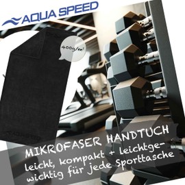 Aqua Speed Dry Soft | Dry Flat | Dry Coral Microfibre Hand Towel Travel Towel Sport Fitness (Extra Absorbent, Antibacterial, Anti-Allergic), Colour: Soft - Black, 400 g, Size: 70 x 140 cm