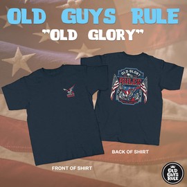 OLD GUYS RULE Men's Graphic T-Shirt, Old Glory Rules - Gift for Dad, Grandpa, Husband, Father's Day, Veteran's Day, 4th of July, Memorial Day - Classic Patriotic USA Flag Tee (Navy, Medium)
