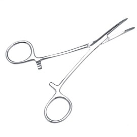 Stainless Steel Pet Ear Hair Tweezers, Curved Tip Cleaning Clamp with Anti Slip Handle, Ideal for Removing Ear Hair and Cleaning Ear Canal (Small 6.3 Long and 3.9in Wide)