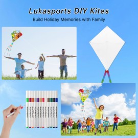 30 Pcs DIY Blank Kites for Kids in Bulk, Kite Making Kit for Kids, 23.6in Bulk Blank Diamond Kites for Painting with 30 Hand Grips, 98ft String & 3Packs x 12-color Pen - Easy to Fly Kite for Kid
