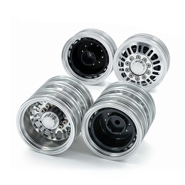 GoolRC Aluminum Alloy Wheel Rim Beadlock Wheel Rims Hub 4pcs Replacement for 1/14 Tamiya RC Car