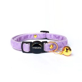 Cognatio Safety Quick Release Cat Collars,Double Velvet with Bell Available in a Range Colors,Perfect for Your Kitty (20-30cm, Lilac)