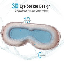 Sleeping Mask for Men and Women, Improved 3D Sleeping Mask, Sleeping Masks for Men and Women, 100% Light Blocking Sleeping Mask with Adjustable Elastic for Travel, Pink