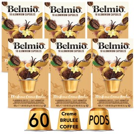 Belmio Crème Brulee Flavour Aluminium Nespresso Original Compatible Coffee Pods Rainforest Alliance Certified 60 Capsules (6 x 10 packs) - Espresso with Vanilla Custard and Caramelised Sugar Essence