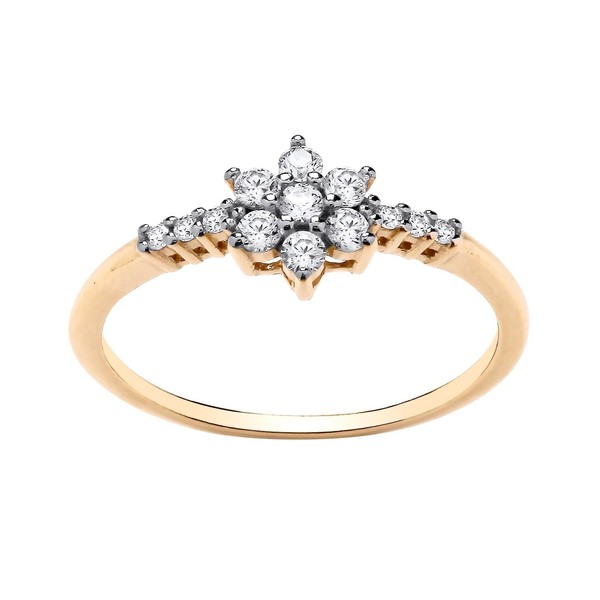 Old English Jewellers 9ct Yellow Gold on Silver Sparkling CZ