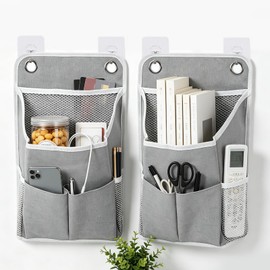 2PCS Wall Hanging Storage Bag, Grey Foldable Hanging Organiser 30x22x10cm