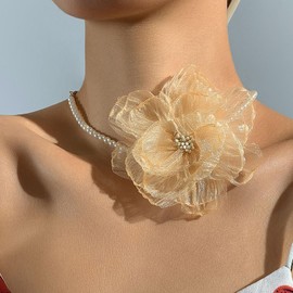 Stocking Stuffers Gifts for Women Flower Choker Necklace for Women Black Choker Necklace Pearl Choker Rose Floral Choker Necklace Bride Wedding Party Jewelry