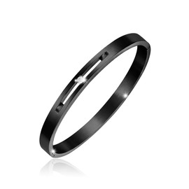 JJDreams 6 mm/0.23in Wide Gold Tone Bangle with a Stone Bangles for Womens Gold Plated Bracelet Modern Jewellery Stainless Steel Bangle,Black