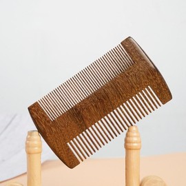 Pence & Moon Collective Green Sandalwood Double-Sided Beard Comb, Wide Tooth and Fine Tooth, Anti-Static, 10 x 5.5 cm