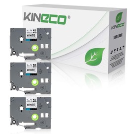 Kineco 3 Label Tapes Compatible with Brother TZE-221 TZ-221 9 mm/8 m - Black on White P-Touch 1010 D400 D600 H100L H100r