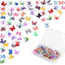 Hebterrka Pack of 60 Mini Resin Butterflies, Miniature Dollhouse Accessories, Small Butterflies for Crafts, Mini Resin Animal Figures for DIY Fairy Garden, Dollhouse Decoration