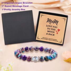 Valentines Day Gifts for Wife from Husband Moonstone Bracelet Natural Imperial Jasper and Love Moonstone Bracelet for Women Birthday Anniversary Gift