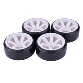 WONFAST 4Pcs 63mm RC Drift Car Tires Hard Tyres Plastic Wheel Rims for 1/10 Traxxas HSP Tamiya HPI Kyosho On-Road Drifting Car Spare Parts (White)