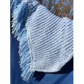 Light Blue Handmade Baby Afghan with Fringe