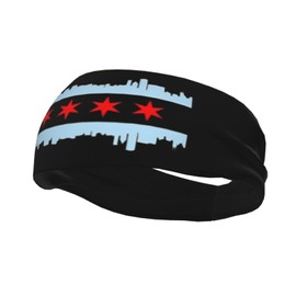Cute Chicago Flag Running Headbands for Men Women Sports Sweatbands for Basketball Yoga Workout Stretchy Hairband