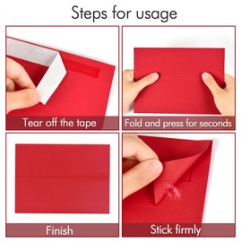 A7 Printable Red Envelopes 5X7 50 Pack - Quick Self Seal,for 5x7 Cards| Perfect for Weddings, Invitations, Photos, Graduation, Baby Shower| 5.25 x 7.25 inches，AZAZA