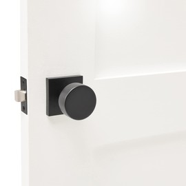 Explore Hardware Bali Model Solid Brass Bed & Bath Privacy Door Knob, Reversible, Matte Black