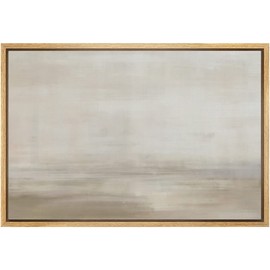 SIGNLEADER Framed Canvas Print Wall Art Grunge Pastel Brown Watercolor Vista Abstract Shapes Illustrations Modern Art Decorative Minimal Relax/Calm for Living Room, Bedroom, Office - 24"x36" NATURAL